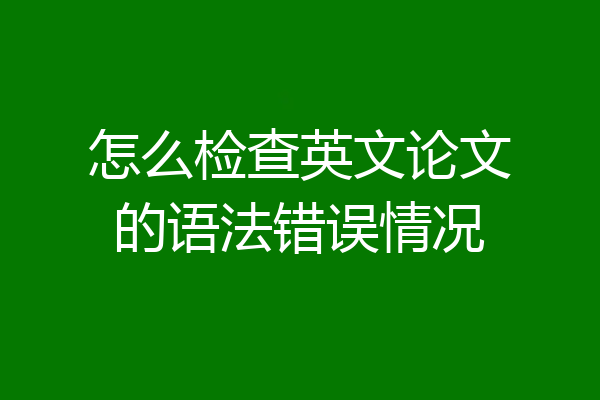 怎么检查英文论文的语法错误情况