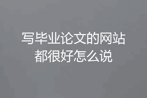 写毕业论文的网站都很好怎么说