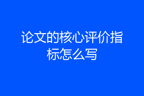 论文的核心评价指标怎么写