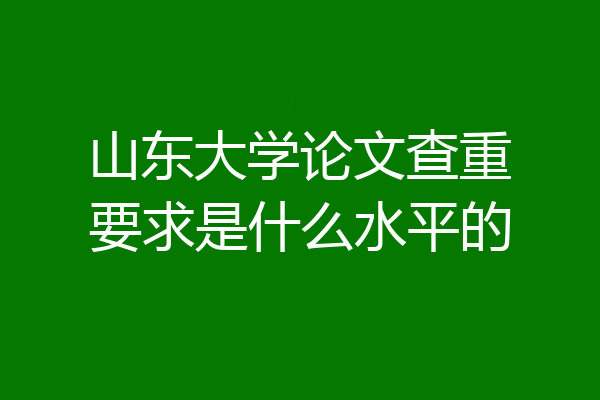 山东大学论文查重要求是什么水平的