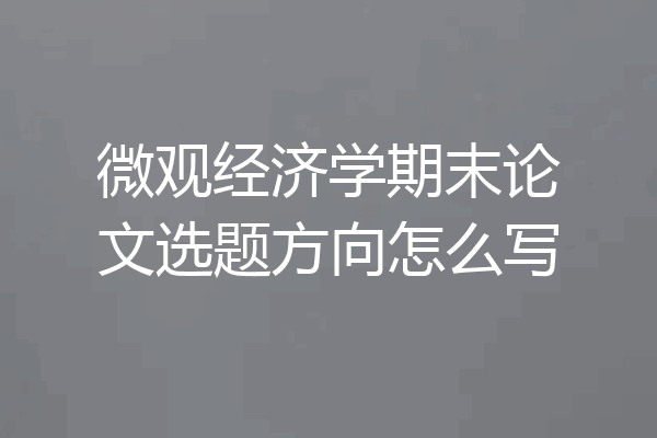 微观经济学期末论文选题方向怎么写