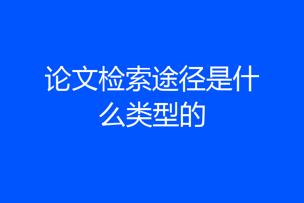 论文检索途径是什么类型的