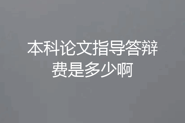 本科论文指导答辩费是多少啊