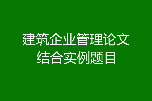 建筑企业管理论文结合实例题目