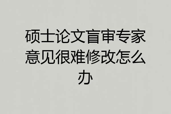 硕士论文盲审专家意见很难修改怎么办