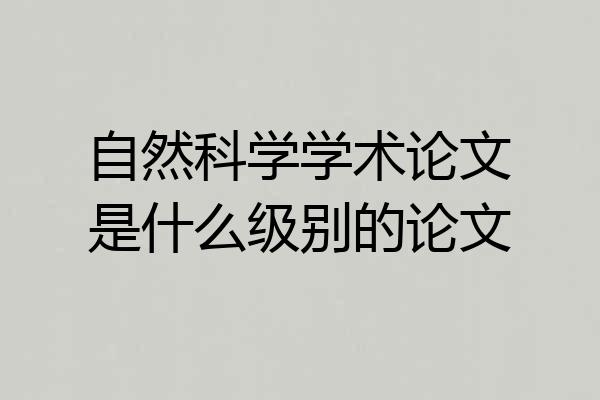 自然科学学术论文是什么级别的论文