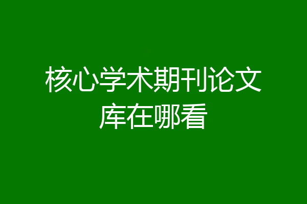 核心学术期刊论文库在哪看