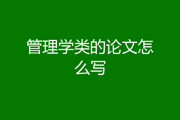 管理学类的论文怎么写