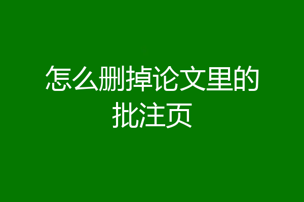 怎么删掉论文里的批注页
