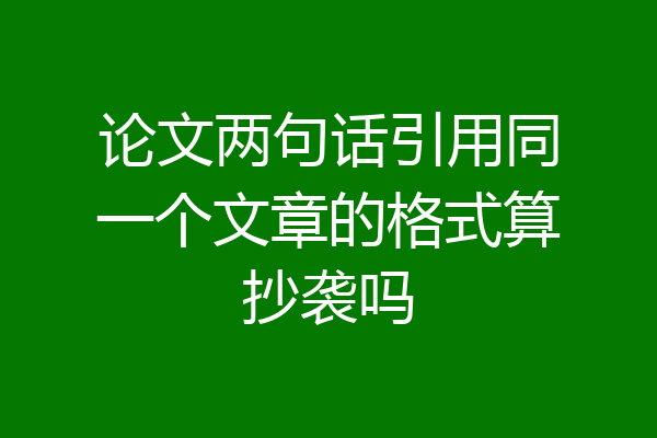 论文两句话引用同一个文章的格式算抄袭吗