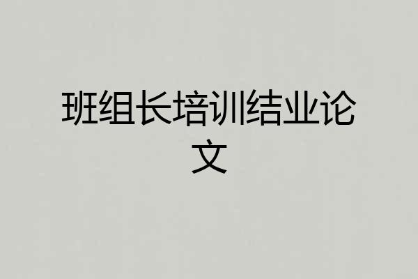 班组长培训结业论文