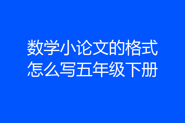 数学小论文的格式怎么写五年级下册