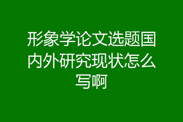 形象学论文选题国内外研究现状怎么写啊