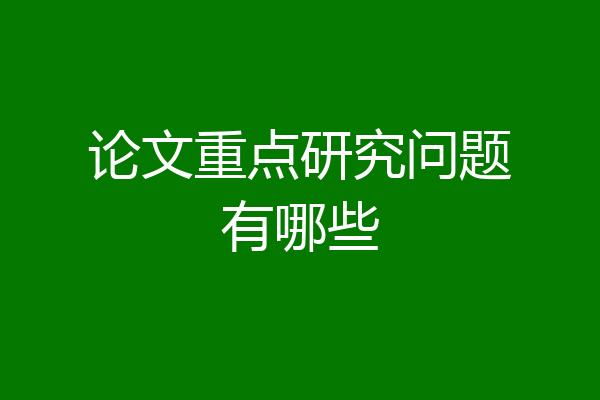 论文重点研究问题有哪些