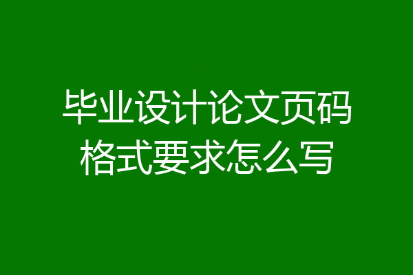 毕业设计论文页码格式要求怎么写