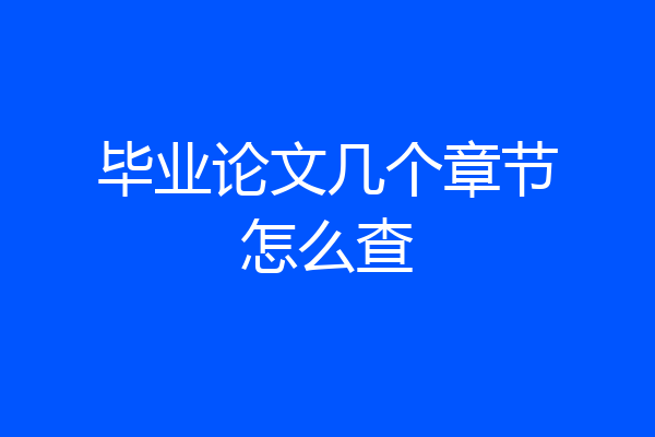 毕业论文几个章节怎么查