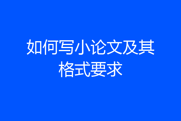 如何写小论文及其格式要求