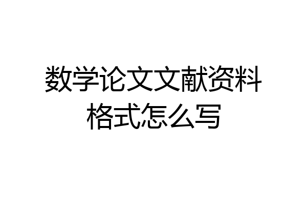 数学论文文献资料格式怎么写
