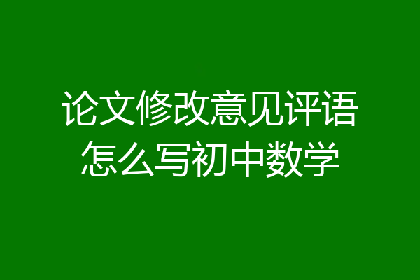 论文修改意见评语怎么写初中数学