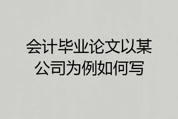 会计毕业论文以某公司为例如何写