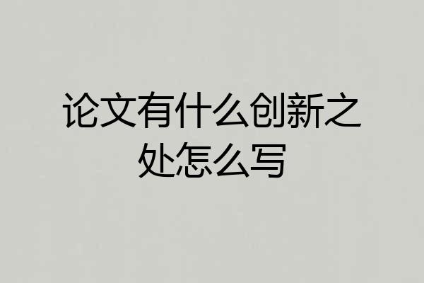 论文有什么创新之处怎么写