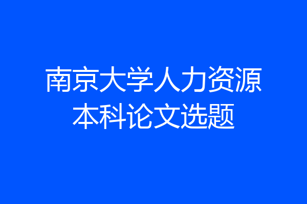 南京大学人力资源本科论文选题