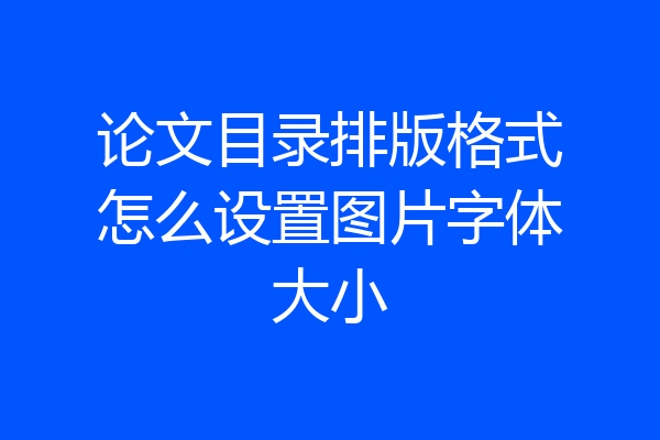 论文目录排版格式怎么设置图片字体大小