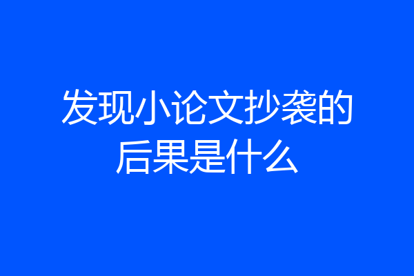 发现小论文抄袭的后果是什么