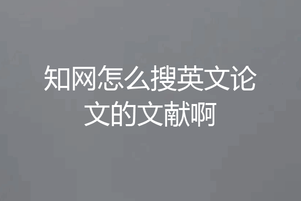知网怎么搜英文论文的文献啊