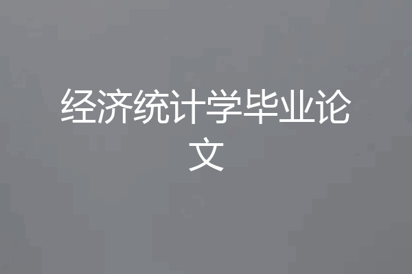 经济统计学毕业论文
