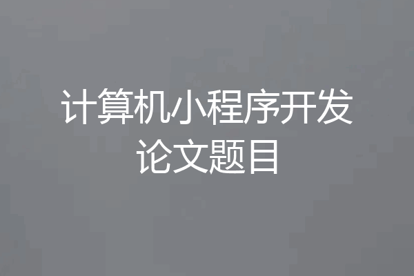 计算机小程序开发论文题目