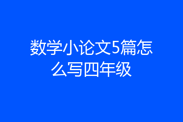 数学小论文5篇怎么写四年级