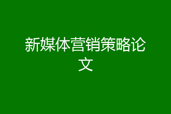 新媒体营销策略论文