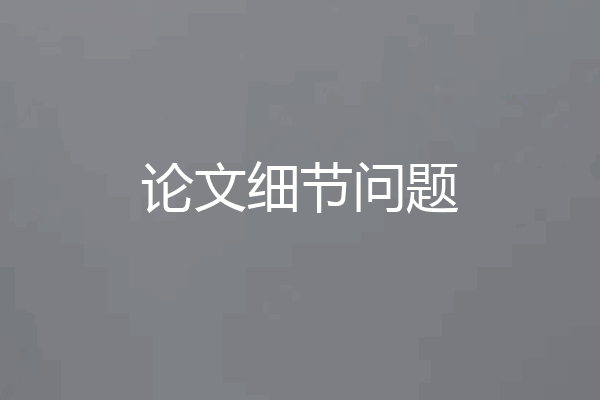 论文细节问题