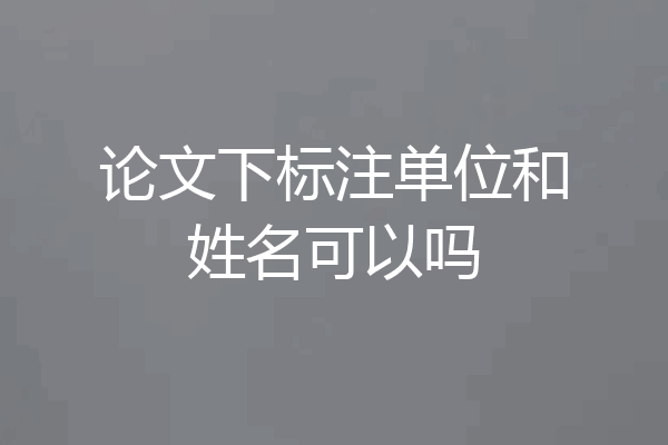 论文下标注单位和姓名可以吗