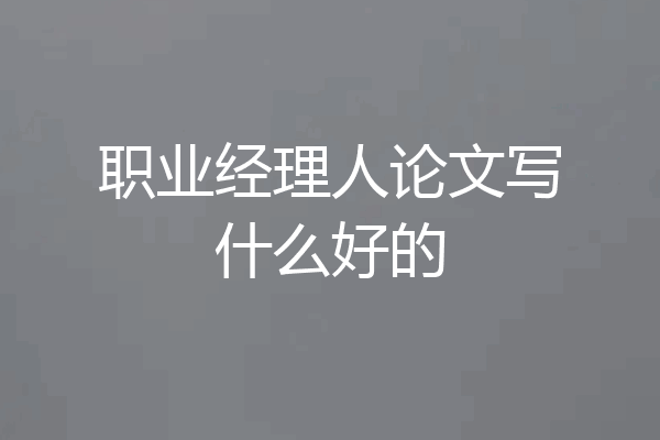 职业经理人论文写什么好的