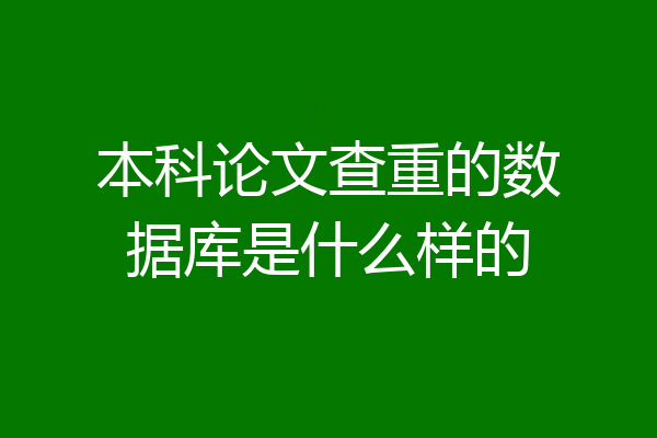 本科论文查重的数据库是什么样的