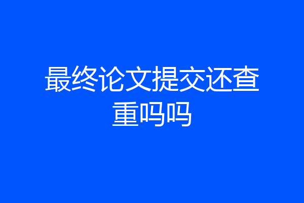 最终论文提交还查重吗吗