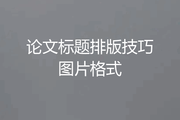 论文标题排版技巧图片格式