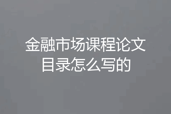 金融市场课程论文目录怎么写的
