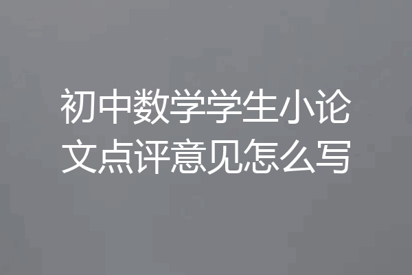 初中数学学生小论文点评意见怎么写