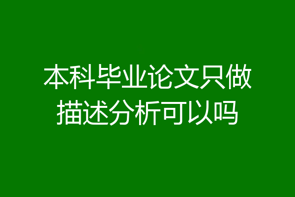 本科毕业论文只做描述分析可以吗