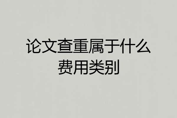 论文查重属于什么费用类别