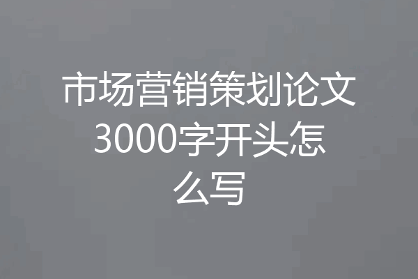 市场营销策划论文3000字开头怎么写