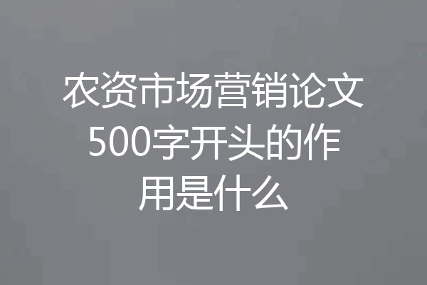 农资市场营销论文500字开头的作用是什么