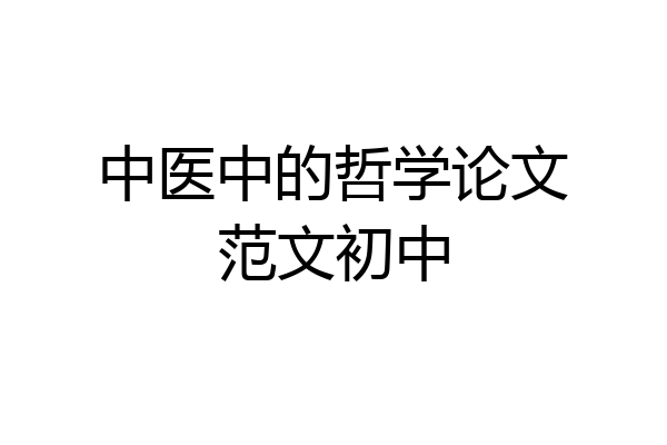 中医中的哲学论文范文初中