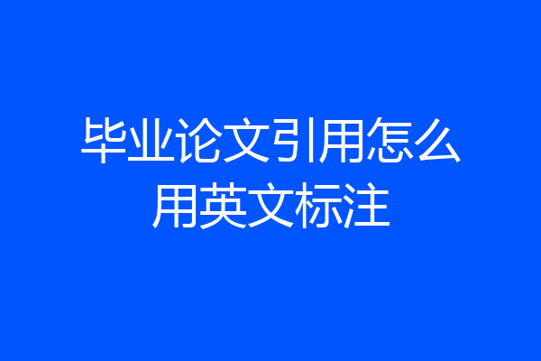 毕业论文引用怎么用英文标注