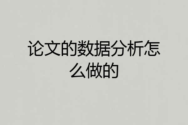 论文的数据分析怎么做的