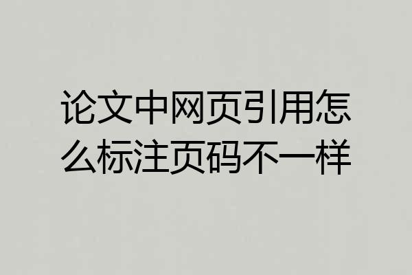 论文中网页引用怎么标注页码不一样
