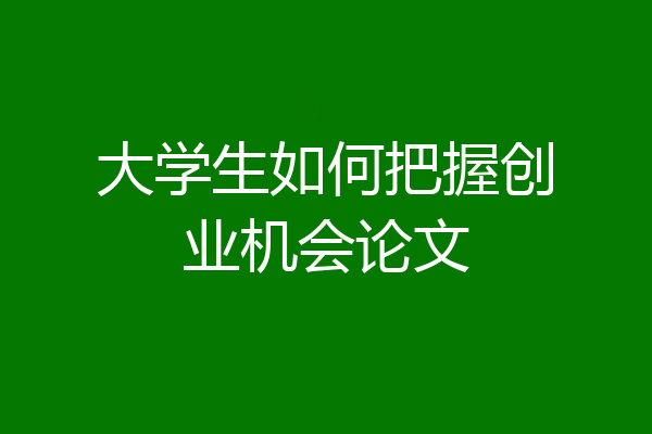 大学生如何把握创业机会论文
